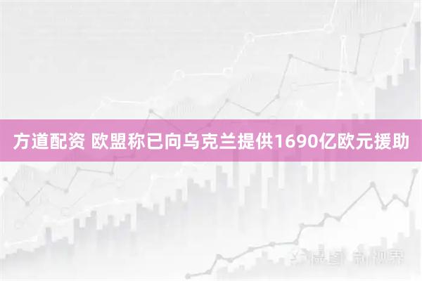方道配资 欧盟称已向乌克兰提供1690亿欧元援助