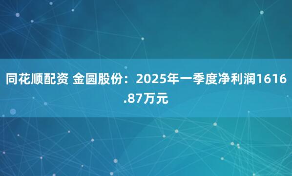 同花顺配资 金圆股份：2025年一季度净利润1616.87万元