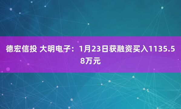 德宏信投 大明电子：1月23日获融资买入1135.58万元